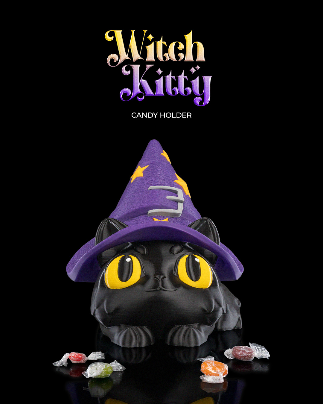 Witch Kitty Candy Holder